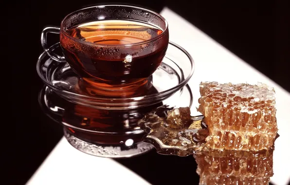 Picture glass, reflection, table, the sweetness, cell, honey, the tea party, Cup