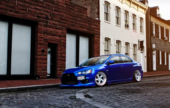 The city, street, tuning, evo, Mitsubishi Lancer, mitsubishi lancer x