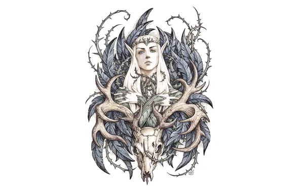 Skull, deer, The hobbit, Thranduil, king of the elves, by candra