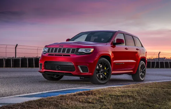 Car, red, asphalt, Jeep, Cherokee, technology, Jeep Grand Cherokee Trackhawk, Grand Cherokee Trackhawk