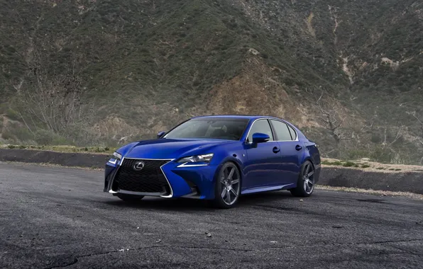 Lexus, GS450, Japan, Blue, Mountain, Asphalt