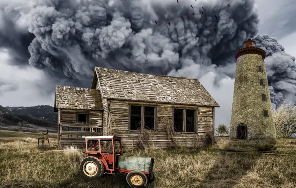 House, smoke, tractor, installation