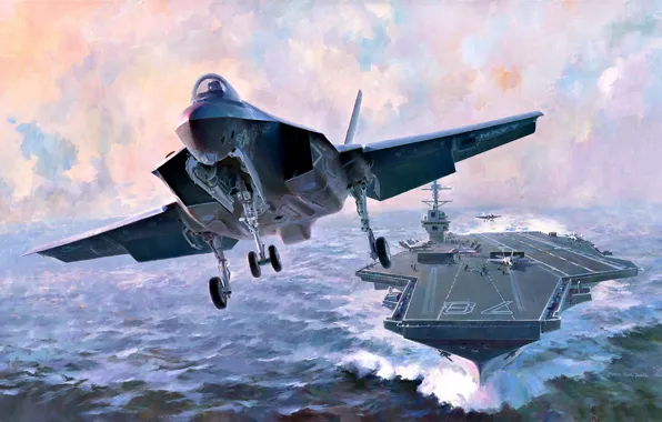 Picture USA, Lightning II, The carrier, F-35C, US Navy, Carrier-based fighter
