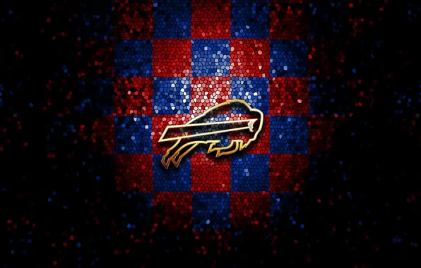 Wallpaper, sport, logo, NFL, glitter, checkered, Buffalo Bills