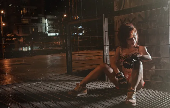 Girl, stay, shorts, grille, gloves, Asian