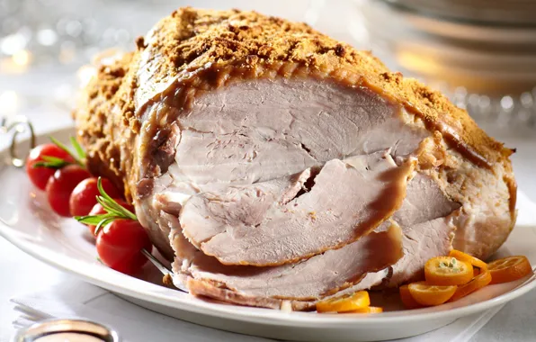 Picture meat, tomatoes, pork