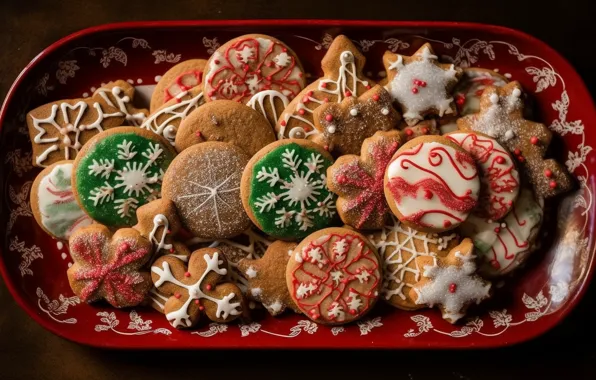 Cookies, Christmas, New year, figures, cookies, molds, cooking, AI art