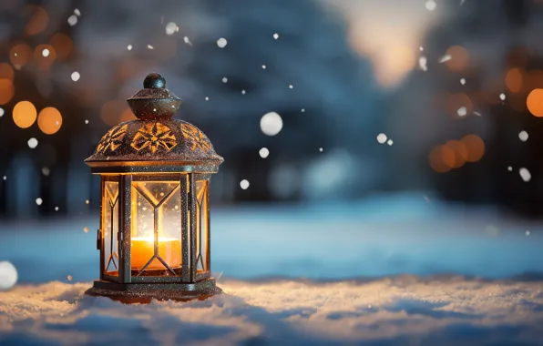 Winter, light, snow, night, nature, candle, Christmas, flashlight