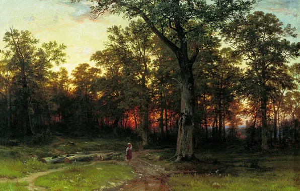 Picture, Shishkin, The forest in the evening