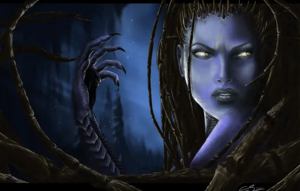 Picture hand, Girl, claws, StarCraft 2, Kerrigan