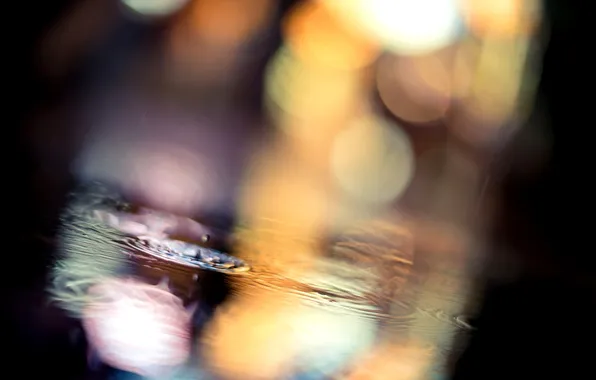 Picture road, water, drops, night, the city, lights, reflection, rain