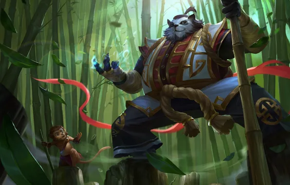 Picture warrior, art, Panda, hon, Heroes of Newerth, Nian Guardian, pandamonium