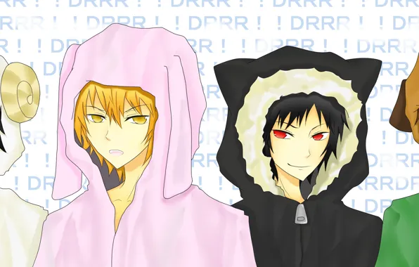 Art, characters, costumes, Durarara, Durarara, Of Izaya Orihara, Masaomi Kedar, Mikado Ryugamine