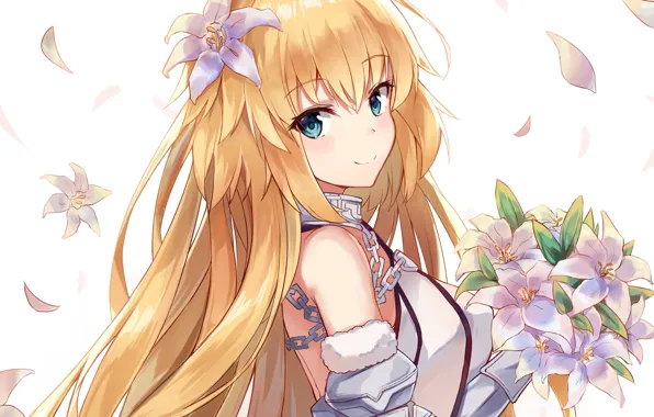 Girl, Lily, bouquet, petals, Joan of arc, Fate - Apocrypha, Fate Apocrypha