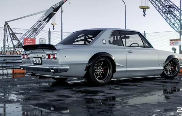 Machine, Grey, Nissan, GT-R, 2000, Skyline, Nissan Skyline, Rendering