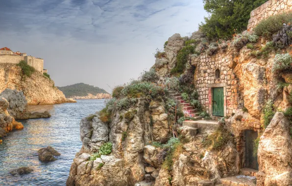 Sea, rocks, HDR, Croatia, Croatia, Dubrovnik