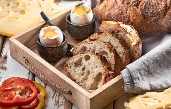 Picture eggs, bread, pepper