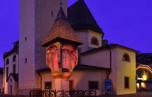 Picture night, lights, home, Italy, Trentino-Alto Adige / Südtirol, Monguelfo-Tesido