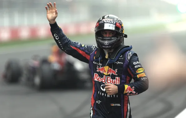 Picture Renault, the car, Victory, Formula 1, Red Bull, Vettel, Champion, India