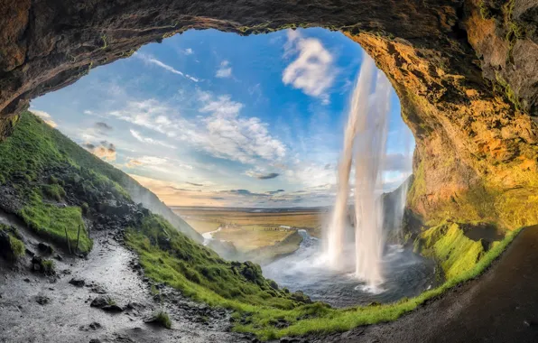 Picture Mountains, Waterfall, Iceland, Waterfall, Iceland, Seljalandsfoss, Seljalandsfoss, South Iceland