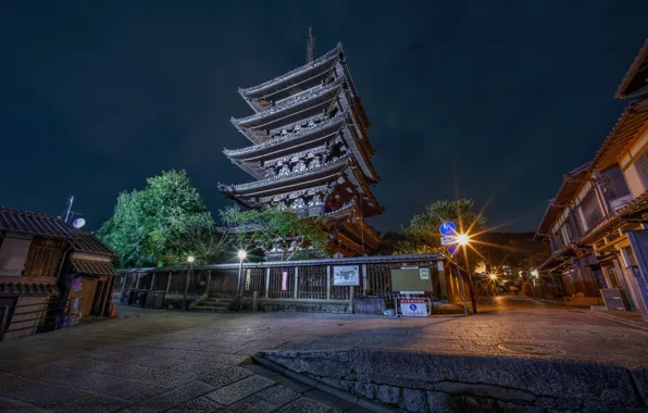 Night, Japan, area, Yasaka