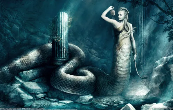 Picture snakes, Medusa, tail, Mike Nash