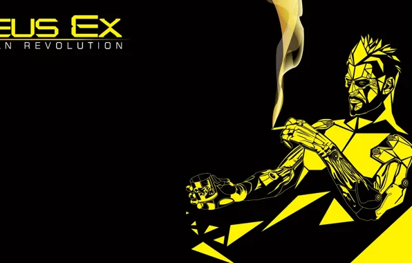 Picture minimalism, cyborg, Deus Ex: Human Revolution, cyberpunk, Adam Jensen, Square enix, Adam Jensen, cyborg