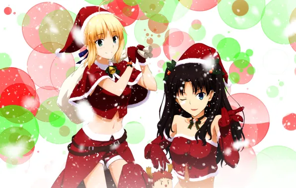 Girls, the snow maiden, Rin, the saber, Fate / Stay Night