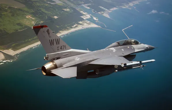 Picture F-16, Fighting Falcon, General Dynamics, the fourth generation fighter, American multifunctional lightweight