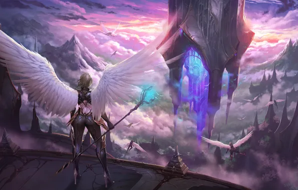 Girl, Angel, Girl, Warrior, Wings, Heaven, Fantasy, Angels