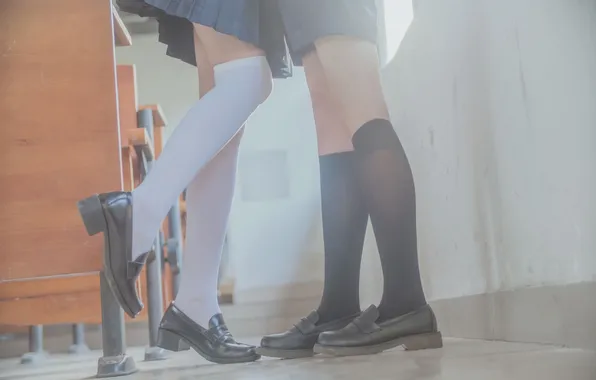 Legs, Asian, Women, Models, Babes, Desk, Shoes, Uniform