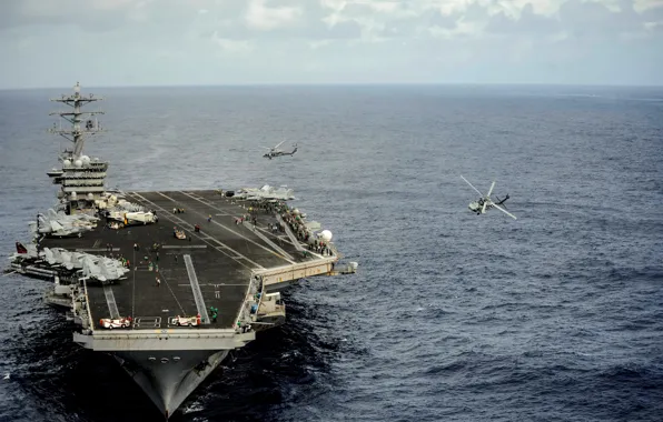 Picture sea, aircraft, US NAVY, staff, multi-purpose helicopters, flight deck, Sikorsky SH-60 "Seahawk", Sikorsky MH-60R Sea …