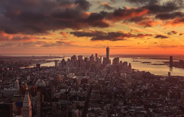 Picture city, New York, New York sunset