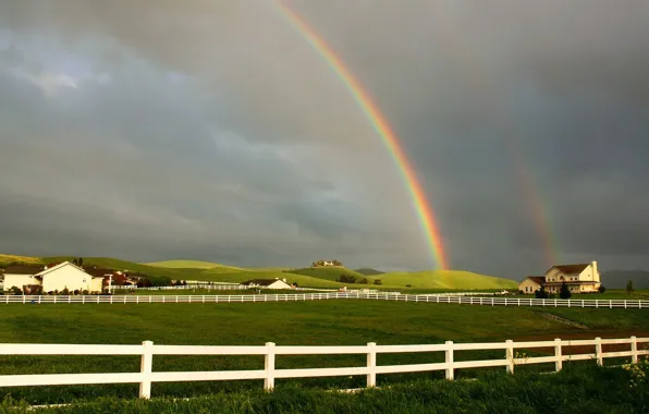 Picture field, the fence, Rainbow