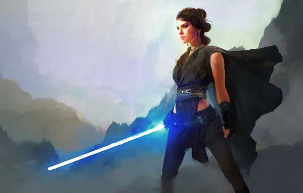 Picture star wars, art, lightsaber, Star Wars: Episode VII The Force Awakens, rey, Star wars: the …