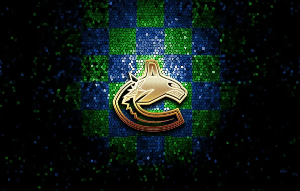 Wallpaper, sport, logo, NHL, hockey, glitter, checkered, Vancouver Canucks