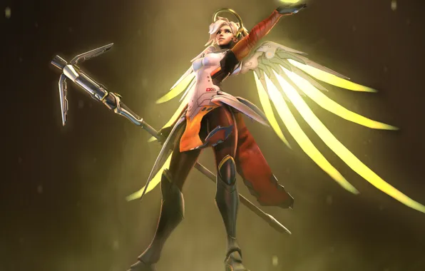 Picture girl, wings, angel, Overwatch, Mercy, Angela Ziegler