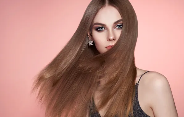 Girl, portrait, makeup, long hair, Oleg Gekman
