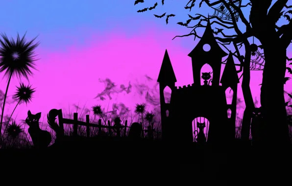 Cat, home, Halloween, picture