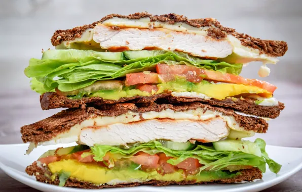 Sandwich, vegetables, layers, Turkey