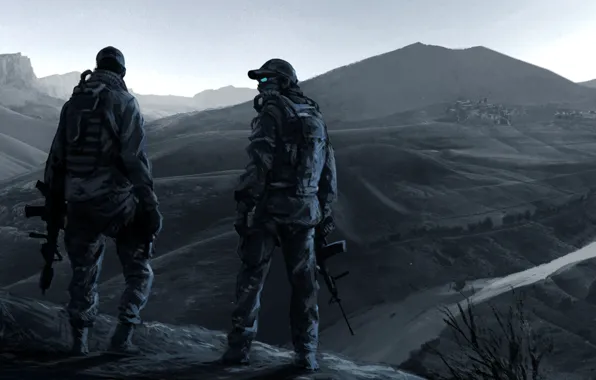 Mountains, war, soldiers, operation, Ghost Recon, pustosh