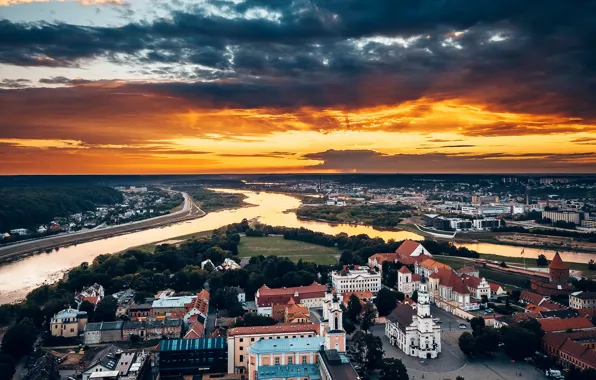 Picture sunset, the city, Lithuania, Kaunas