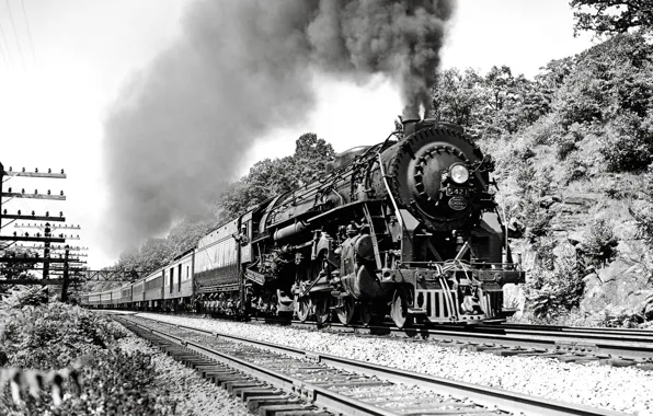 Smoke, The engine, Train, The way, Rails, Railroad