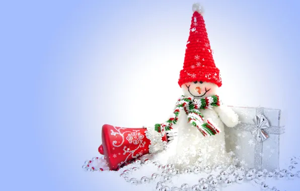Holiday, gift, beads, snowman, bell, cap