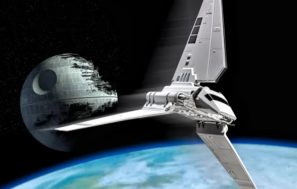 Picture Star Wars, Endor, The Death Star 2, The Shuttle T-4a type "Lambda", battle station, The …