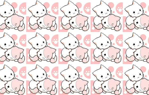 Picture background, texture, anime, art, kitty, children's