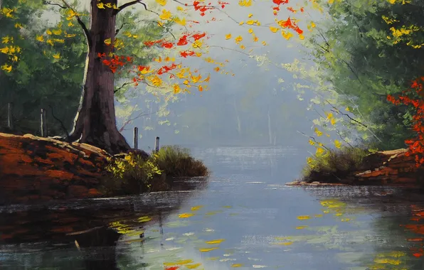 Figure, art, ARTSAUS, Fall Lake Colors