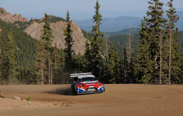 Picture forest, mountains, Ford, Fiesta, Rallycross