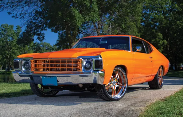 Wallpaper, orange, chevy chevelle