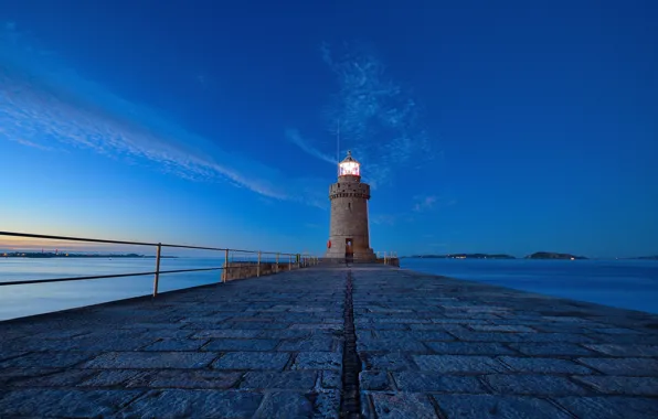 Light, twilight, sea, ocean, seascape, dusk, lighthouse, bay